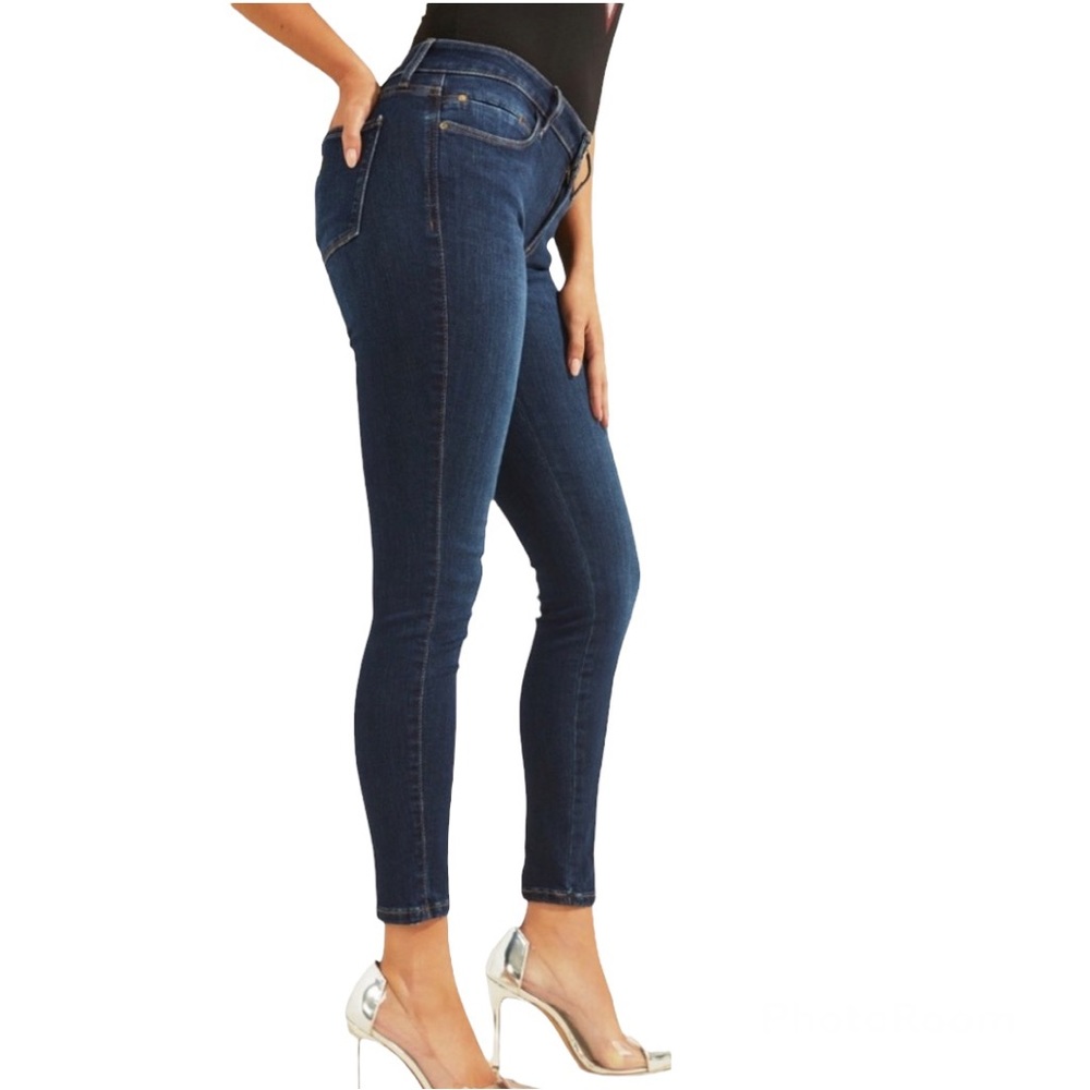 Y2K ZCO Denim Cropped Jeans Skinny Denim Blue 7 Vintage Casual Sporty Fitted